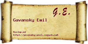 Gavansky Emil névjegykártya